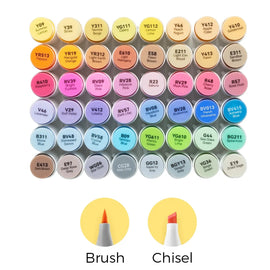 Ohuhu - Honolulu New 48 Mid-tone Colors Dual Tip Alcohol
Art Markers, Brush & Chisel