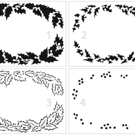 Crafter's Workshop - Holly Wreath Stencils - 8.5x11