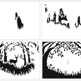 Crafter's Workshop - Forest Scene Stencils - 8.5x11