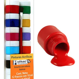 Politec - Set de Acrilicos - 12 pz x 10 ml