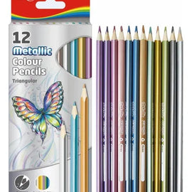 Keyroad - Lapices de Colores Triangulares Metalicos  - 12 colores
