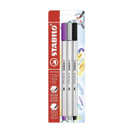 Stabilo - Pen 68 Brush Tip - Negro, Gris y Morado