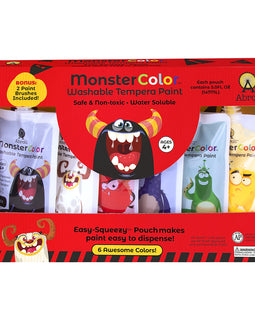 Abroli - Monster Color Washable Tempera Paint - Set 6 colores