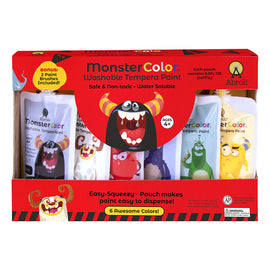 Abroli - Monster Color Washable Tempera Paint - Set 6 colores