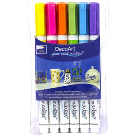 DecoArt - Glass Paint Markers -  6 pz