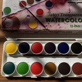 Grumbacher Transparent Watercolor 12-Color Pan Set