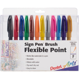Pentel - Sign Pen Brush (Set 12 Colors)