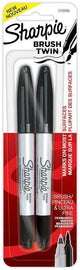 Sharpie Brush Twin Tip Permanent Markers Black (2pcs)
